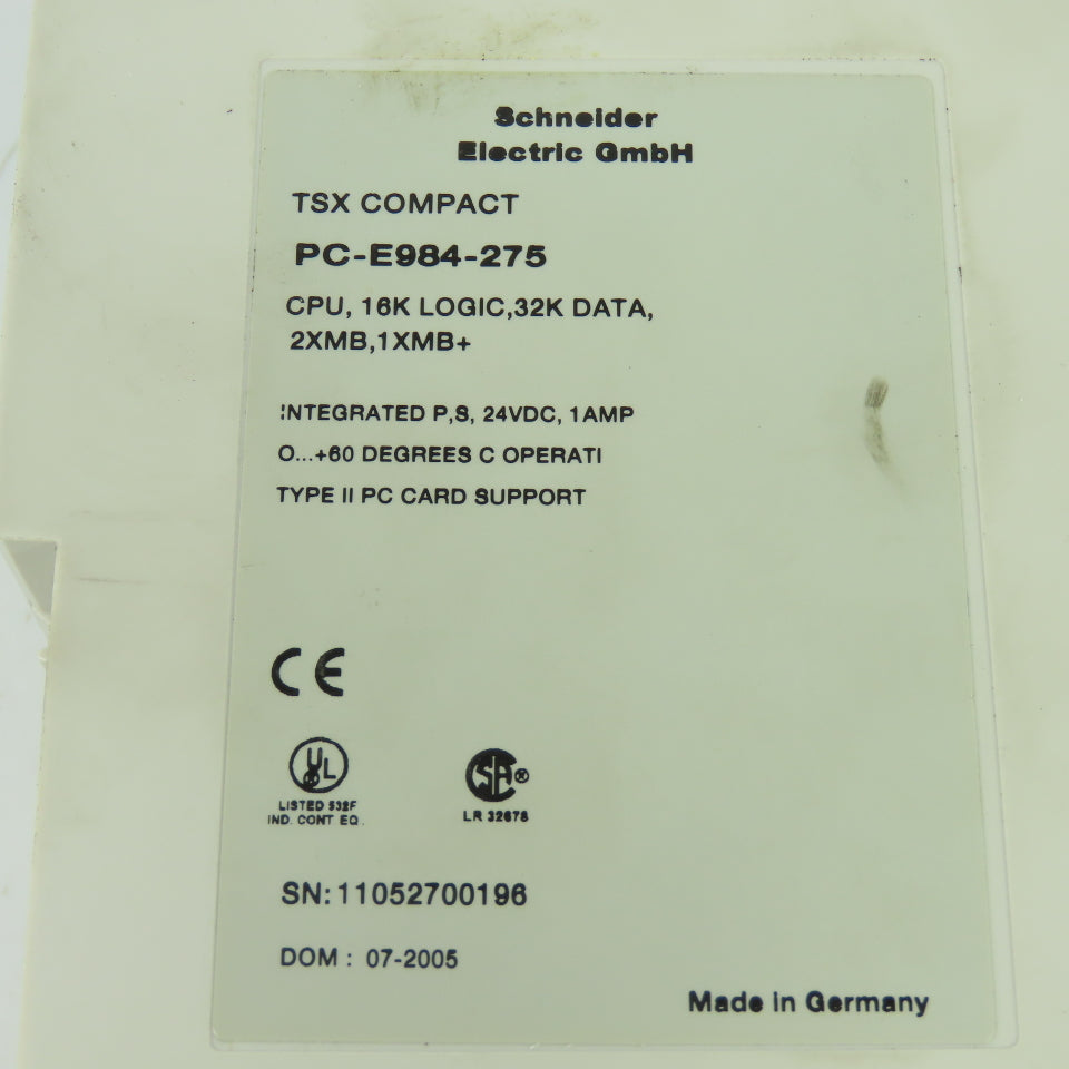 Schneider Electric PC-E984-275 Modicon TSX Compact CPU Module Card 24VDC 1A