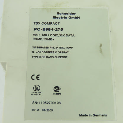 Schneider Electric PC-E984-275 Modicon TSX Compact CPU Module Card 24VDC 1A