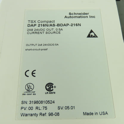 Schneider PLC Module Rack (3) DAP-216N/AS-BDAP-216N (3)DEP-216/AS-BDEP-216