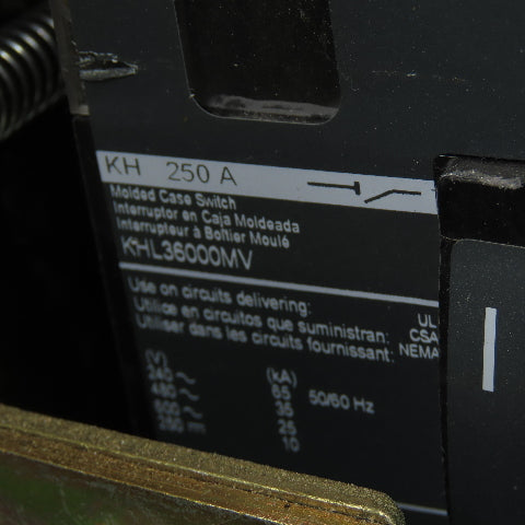 Square D 80439-929-53 MCC Bucket Operator W/KHL36000MV 3-Pole Breaker 250A 600V