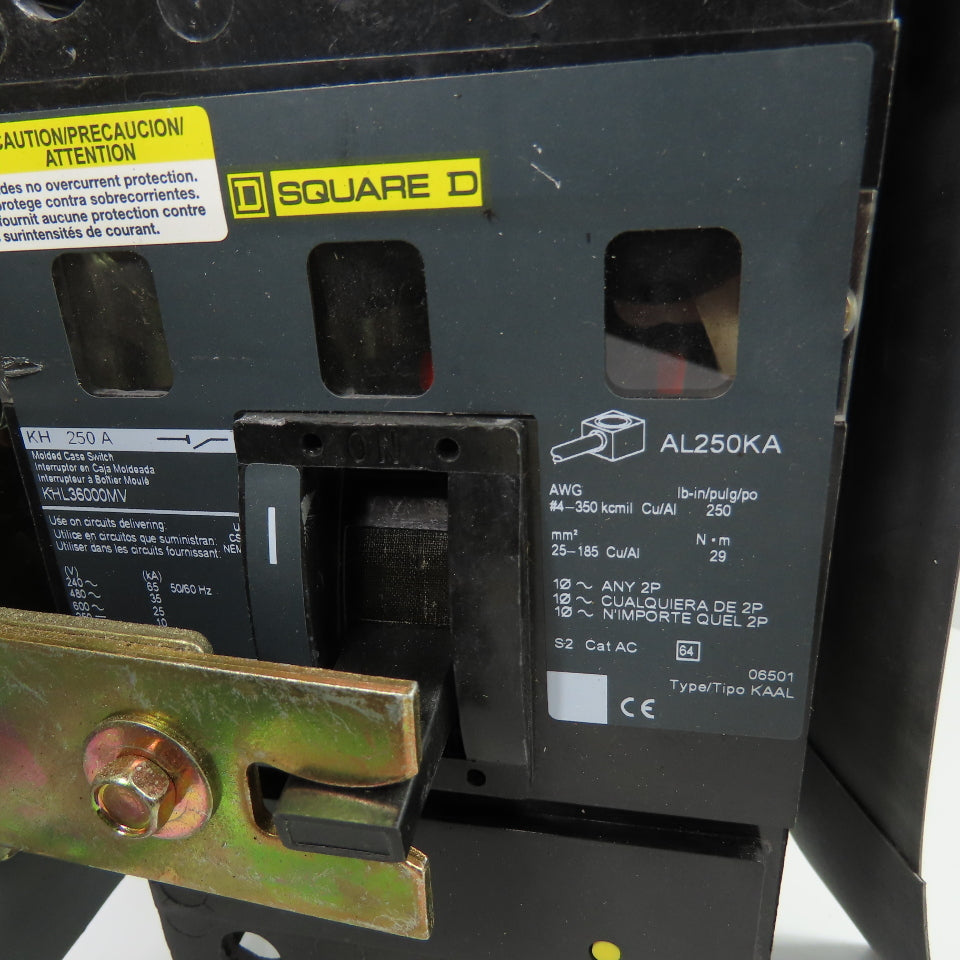 Square D 80439-929-53 MCC Bucket Operator W/KHL36000MV 3-Pole Breaker 250A 600V