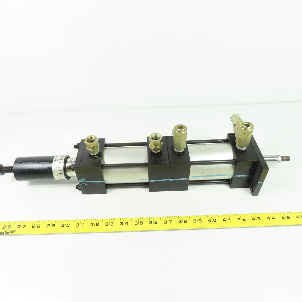 Hydraulic Tandem Cylinder 1-3/8" Bore 2" Stroke W/Micro Adjust