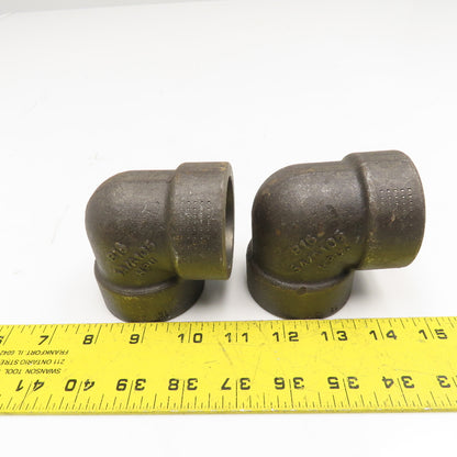 1-1/2" Black Malleable Iron Socket Weld Pipe Elbow 3M 90° Lot Of 2