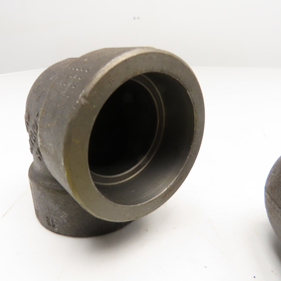 1-1/2" Black Malleable Iron Socket Weld Pipe Elbow 3M 90° Lot Of 2