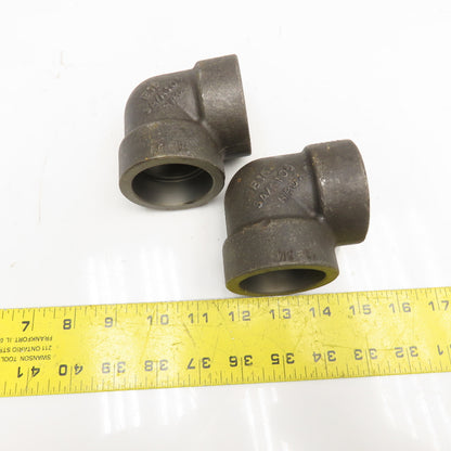 1-1/2" Black Malleable Iron Socket Weld Pipe Elbow 3M 90° Lot Of 2