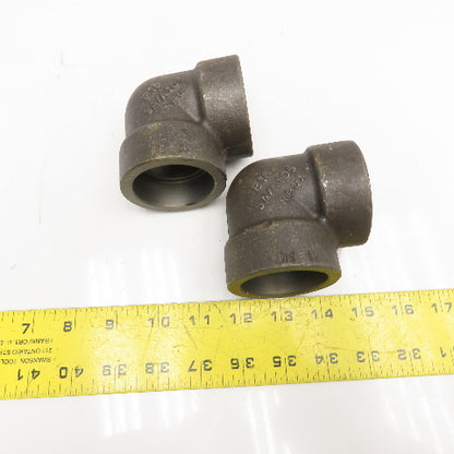 1-1/2" Black Malleable Iron Socket Weld Pipe Elbow 3M 90° Lot Of 2