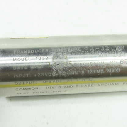 Rosemount 1332 A10 Pressure Transducer 28VDC In 5VDC Out 5-Pin