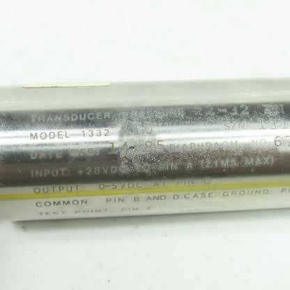 Rosemount 1332 A10 Pressure Transducer 28VDC In 5VDC Out 5-Pin