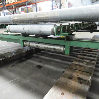 87-1/2" x 76" W Belt Driven Power Roller Pallet Conveyor 2.5"OD 22FPM Needs Belt