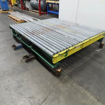 87-1/2" x 76" W Belt Driven Power Roller Pallet Conveyor 2.5"OD 22FPM Needs Belt