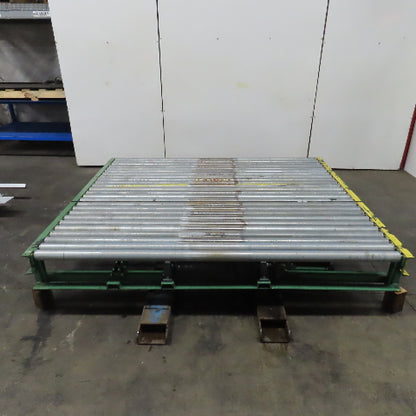 87-1/2" x 76" W Belt Driven Power Roller Pallet Conveyor 2.5"OD 22FPM Needs Belt