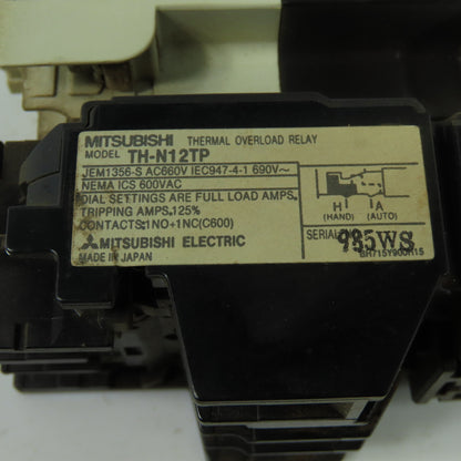 Mitsubishi S-N10 20A Contactor 110V Coil W/TH-N12TP Overload Relay 0.55 - 0.8A