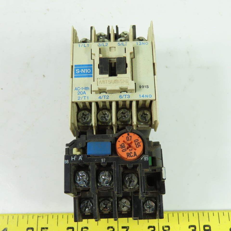 Mitsubishi S-N10 20A Contactor 110V Coil W/TH-N12TP Overload Relay 0.55 - 0.8A