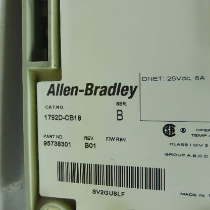 Allen Bradley 1792D-8BV0D Ser B 8-Input ArmorBlock I/O Module DeviceNet Rev A02