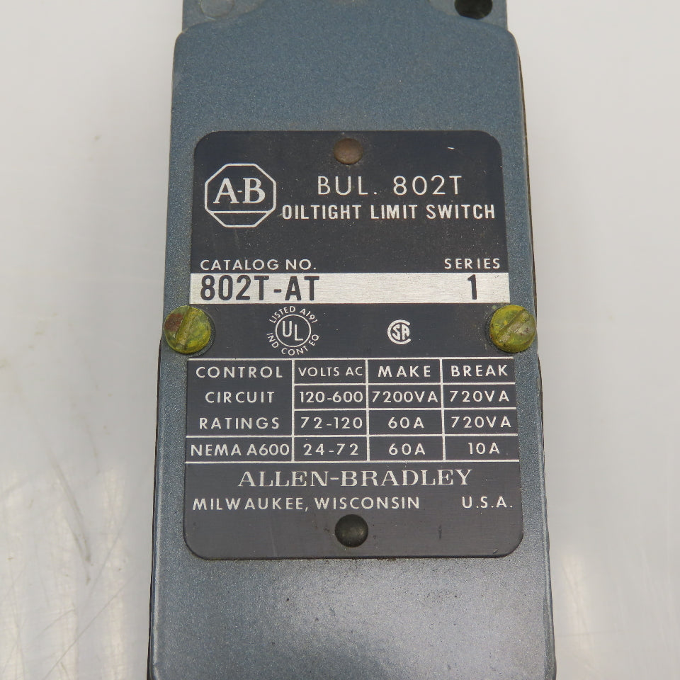 Allen Bradley 802T-AT 600VAC Oiltight Limit Switch