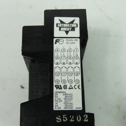 Automation Direct RS4N-DE 5A 240VAC 4-Pole Card Relay 24VDC Coil Lot Of 2