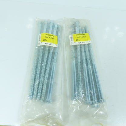 Grip Fast 232-4289 3/8" x 8" Zinc Plated Lag Screws Hex Head Lot Of 10