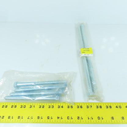 Grip Fast 1/2" x 6" & 12" Zinc Plated Lag Screws Hex Head Lot Of 6