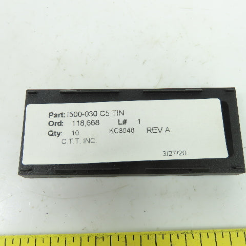 Cutting Tool 1500-030 C5 TIN Solid Carbide Milling Insert Lot Of 10