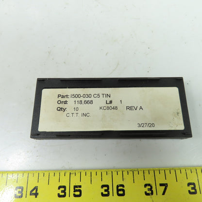 Cutting Tool Technologies 1500-030 C5 TIN Solid Carbide Milling Insert Lot Of 4