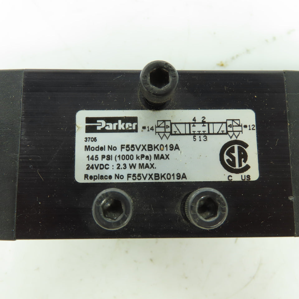 Parker F55VXBK019A 24VDC Pneumatic Solenoid Valve 145 PSI 2.3W