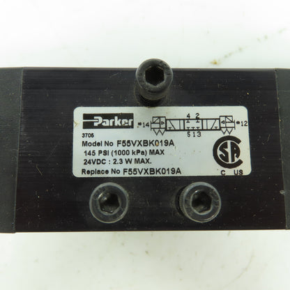 Parker F55VXBK019A 24VDC Pneumatic Solenoid Valve 145 PSI 2.3W