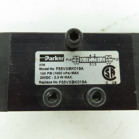 Parker F55VXBK019A 24VDC Pneumatic Solenoid Valve 145 PSI 2.3W