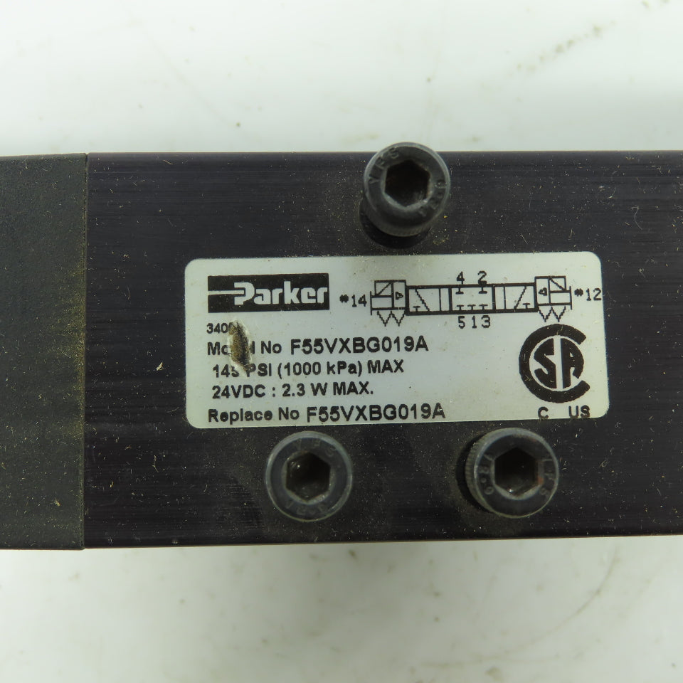 Parker F55VXBG019A 24VDC Pneumatic Solenoid Valve 145 PSI 2.3W