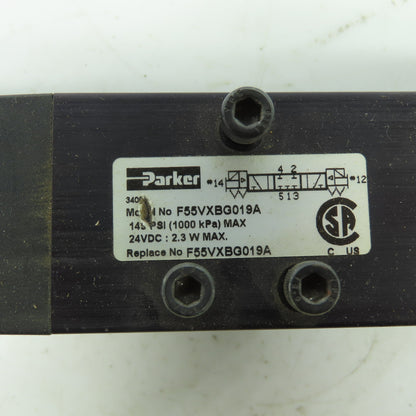 Parker F55VXBG019A 24VDC Pneumatic Solenoid Valve 145 PSI 2.3W