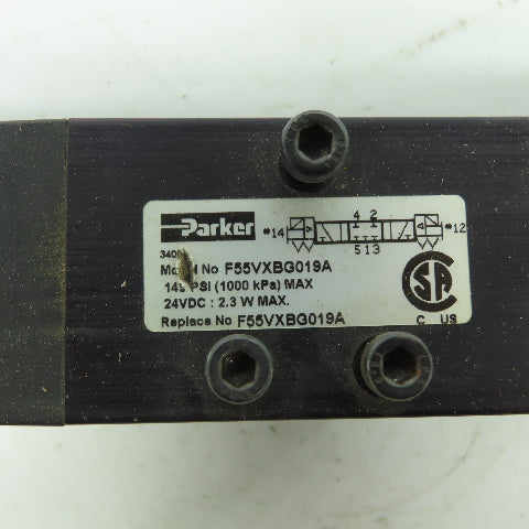 Parker F55VXBG019A 24VDC Pneumatic Solenoid Valve 145 PSI 2.3W