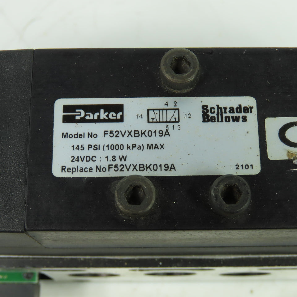 Parker F52VXBK019A 24VDC Pneumatic Solenoid Valve W/Manifold 145 PSI 2.3W