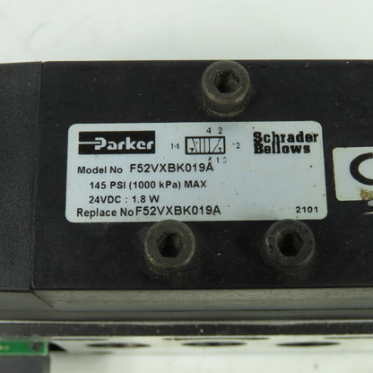 Parker F52VXBK019A 24VDC Pneumatic Solenoid Valve W/Manifold 145 PSI 2.3W