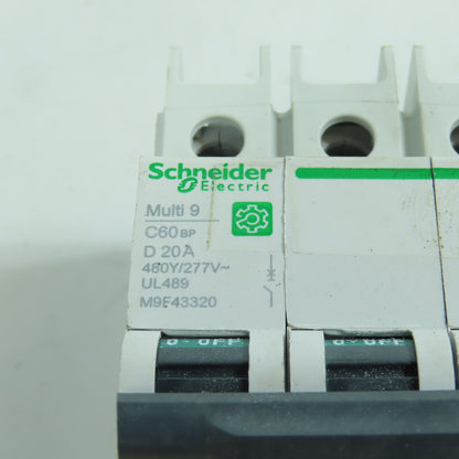 Schneider M9F43320 Multi 9 D20A 3-Pole Circuit Breaker 480Y/277VAC