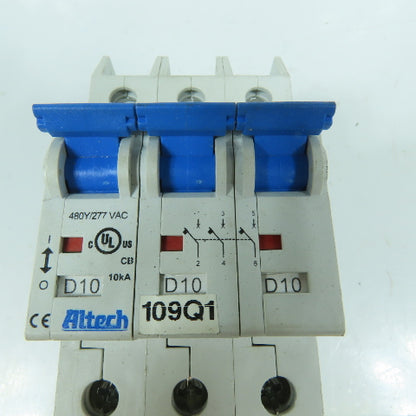 Altech D10 10A 3-Pole Circuit Breaker 480Y/277VAC