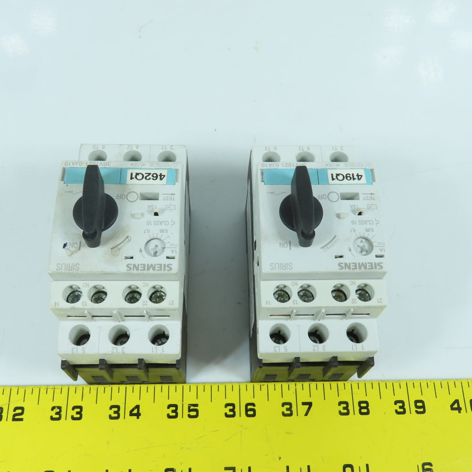 Siemens 3RV1021-0JA10 Motor Starter Protector Circuit Breaker 0.7-1.0A Lot Of 2