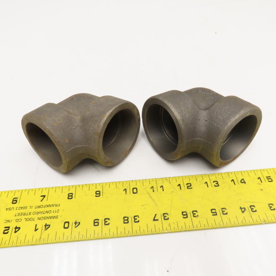 1-1/2" Black Malleable Iron Socket Weld Pipe Elbow 3M 90° Lot Of 2