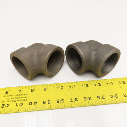 1-1/2" Black Malleable Iron Socket Weld Pipe Elbow 3M 90° Lot Of 2