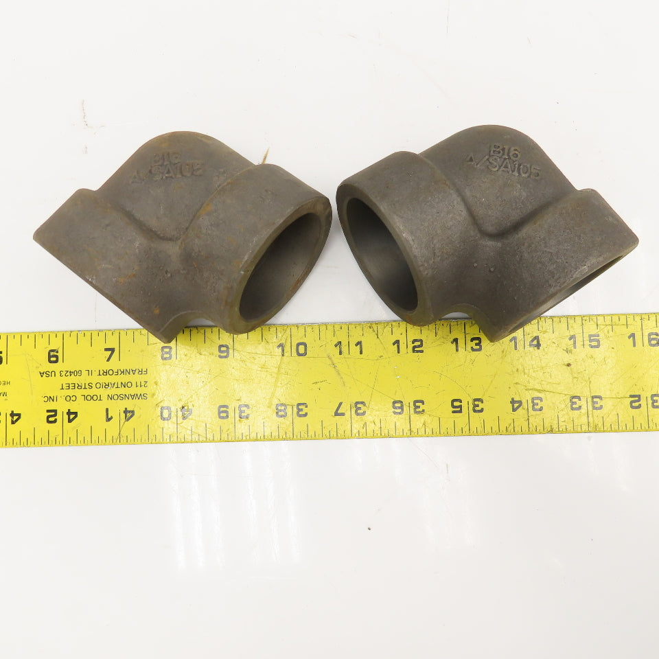 1-1/2" Black Malleable Iron Socket Weld Pipe Elbow 3M 90° Lot Of 2