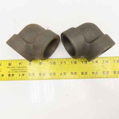 1-1/2" Black Malleable Iron Socket Weld Pipe Elbow 3M 90° Lot Of 2