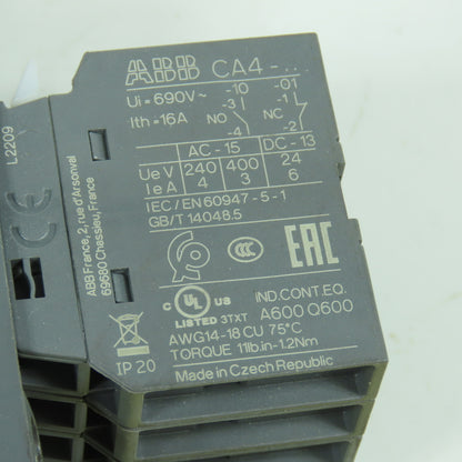 ABB NFZ22E-21 Contactor Relay 400V 16A 24-60VDC Coil W/ CA4-10 Aux Blocks (4)