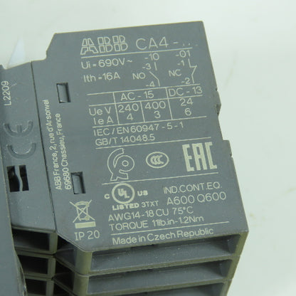 ABB NFZ22E-21 Contactor Relay 400V 16A 24-60VDC Coil W/ CA4-10 Aux Blocks (4)
