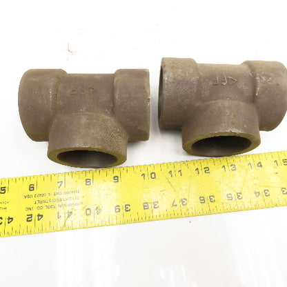 1-1/2" Socket Weld TEE Black Iron Pipe Fitting 3M 3000# Lot Of 2