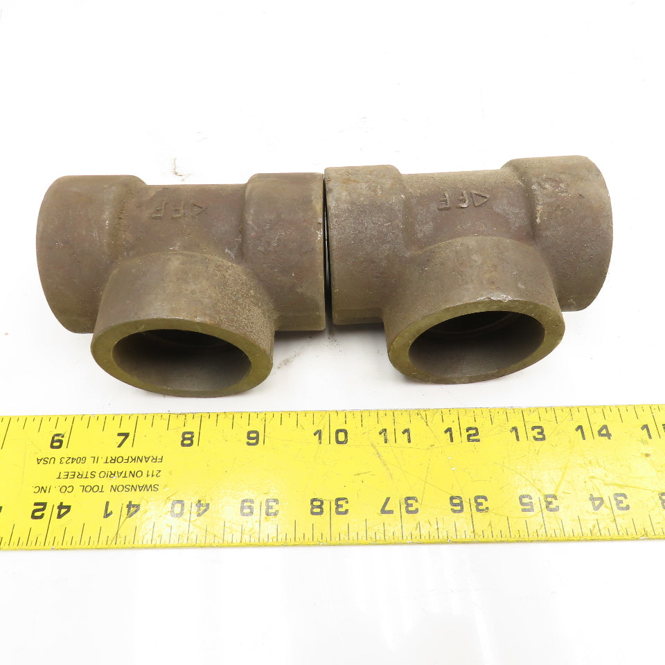 1-1/2" Socket Weld TEE Black Iron Pipe Fitting 3M 3000# Lot Of 2