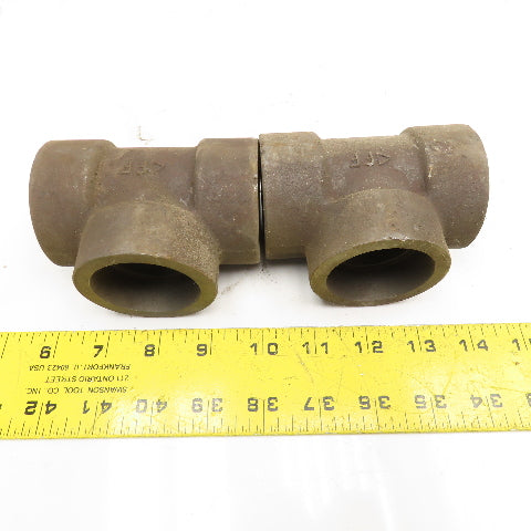 1-1/2" Socket Weld TEE Black Iron Pipe Fitting 3M 3000# Lot Of 2