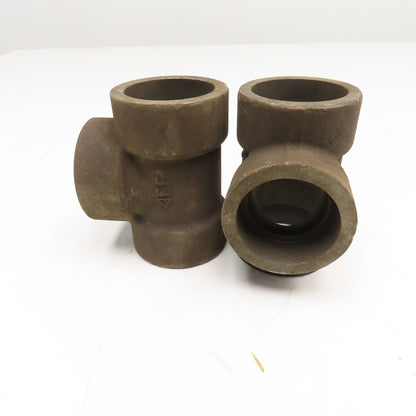 1-1/2" Socket Weld TEE Black Iron Pipe Fitting 3M 3000# Lot Of 2