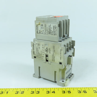 Allen Bradley 700-CF400E* Ser A 600V 25A Contactor Relay 24VDC Coil W/ 100-F Aux