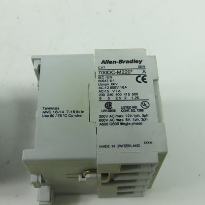 Allen Bradley 700DC-M220* Ser A Control Relay 600VAC 16A 24VDC Coil Lot Of 5