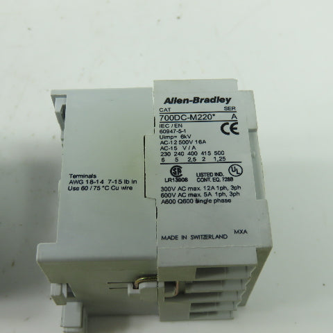 Allen Bradley 700DC-M220* Ser A Control Relay 600VAC 16A 24VDC Coil Lot Of 5