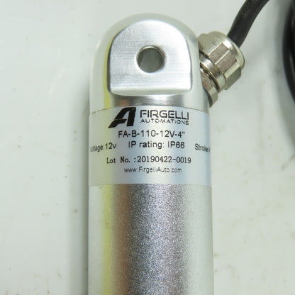 Firgelli FA-B-110-12V-4" 12V Mini Actuator 4" Stroke 110lb Load IP66