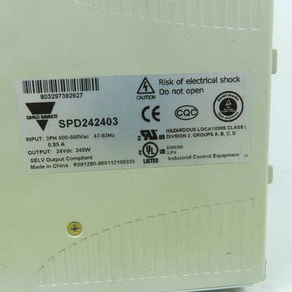 Carlo Gavazzi SPD242403 24V DC 240W Power Supply 400-500VAC 3PH 0.85A Input